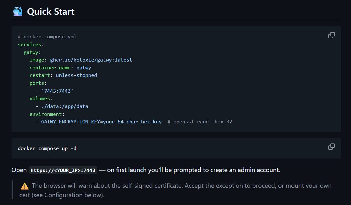 One Docker Container screenshot