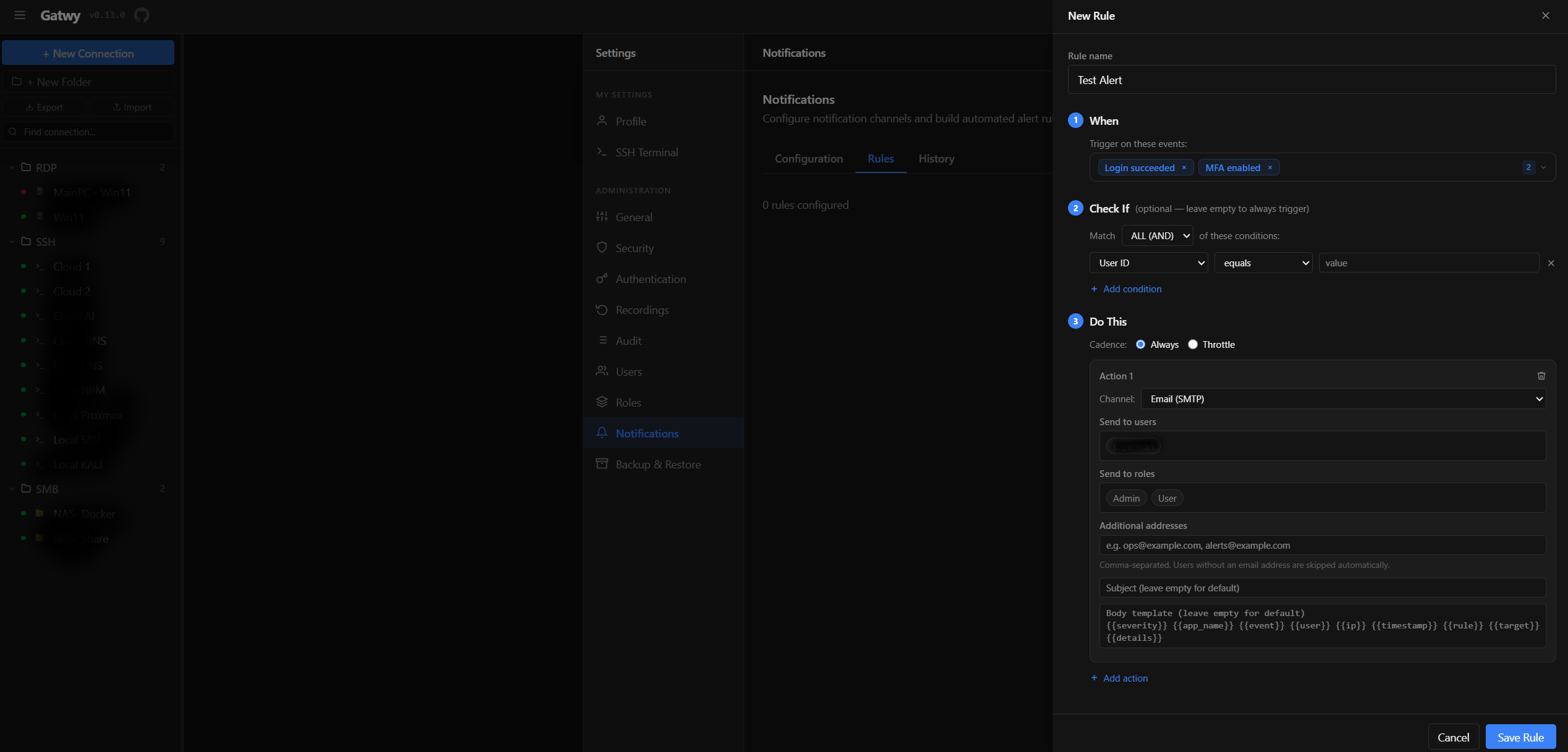 Notification Rule Engine screenshot